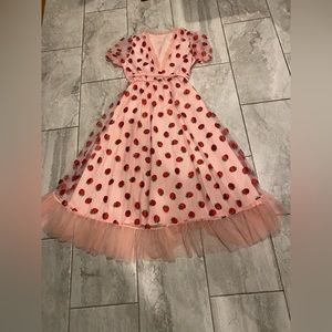 Strawberry tulle long dress